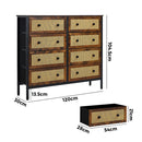 Oikiture 8 Chest of Drawers Rattan Fabric Dresser Tallboy