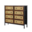 Oikiture 8 Chest of Drawers Rattan Fabric Dresser Tallboy