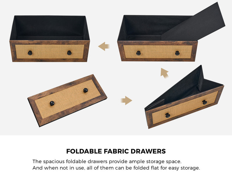 Oikiture 8 Chest of Drawers Rattan Fabric Dresser Tallboy