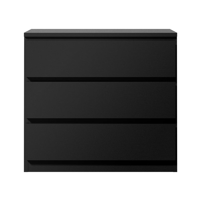 Oikiture 3 Chest of Drawers Lowboy Dresser Table Black