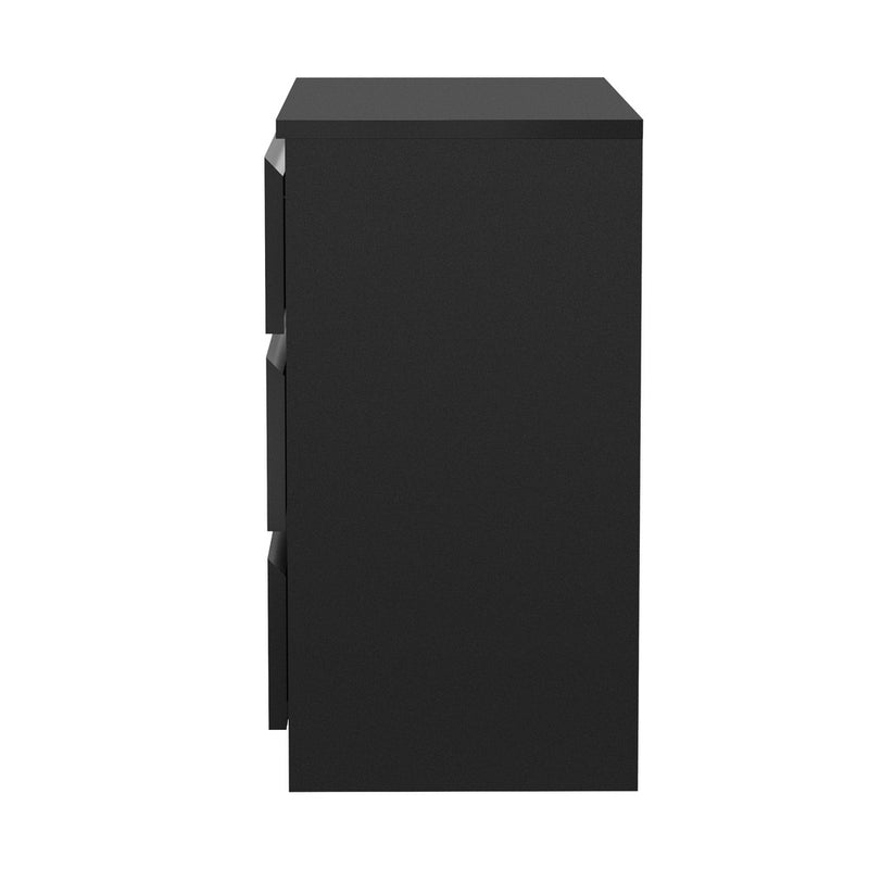 Oikiture 3 Chest of Drawers Lowboy Dresser Table Black