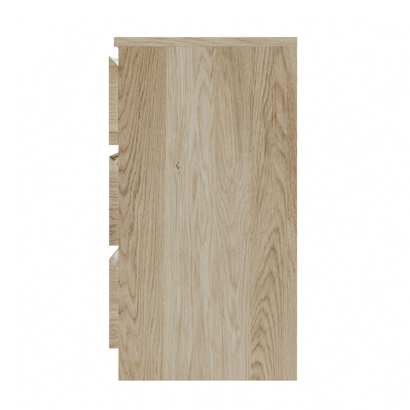 Oikiture 3 Chest of Drawers Lowboy Dresser Table Natural