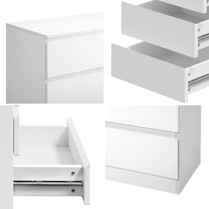 Oikiture 6 Chest of Drawers Lowboy Handle-Free White