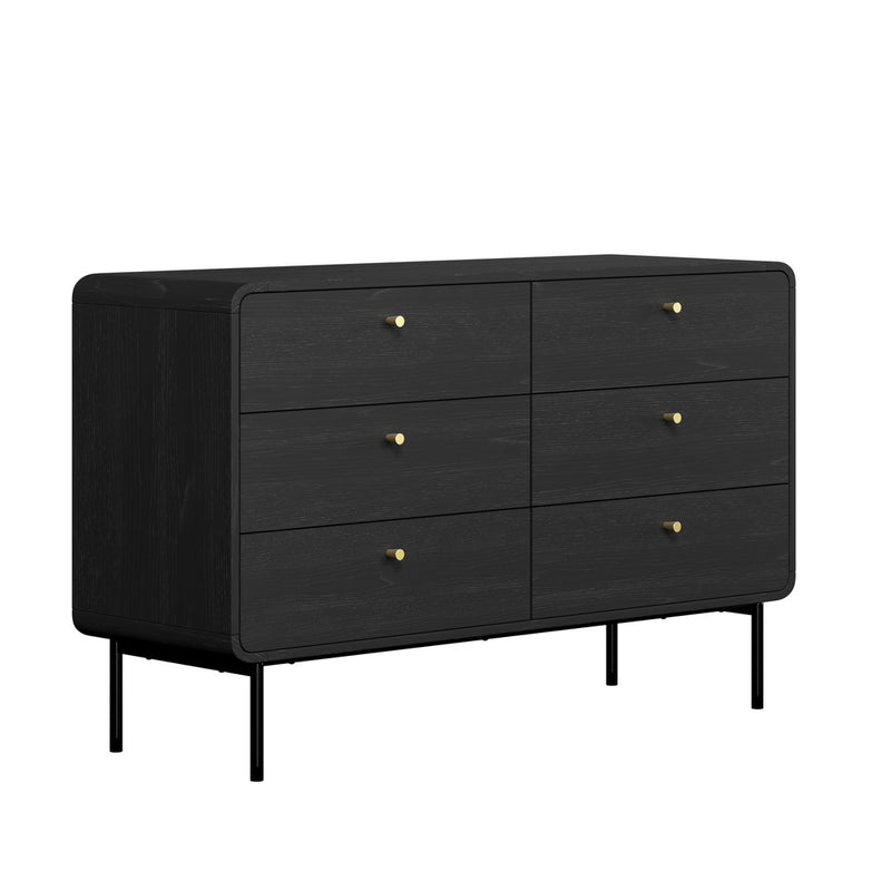 Oikiture 6 Chest of Drawers Tallboy Storage Cabinet Dresser Black