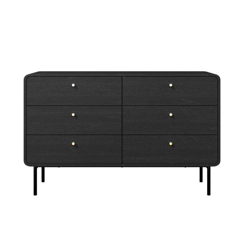 Oikiture 6 Chest of Drawers Tallboy Storage Cabinet Dresser Black