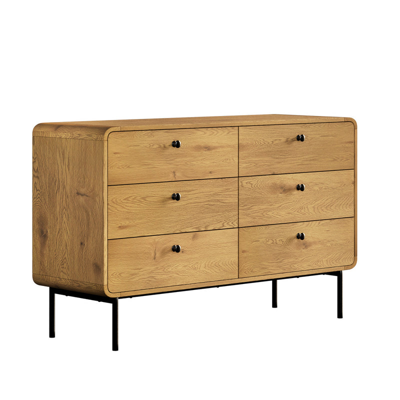 Oikiture 6 Chest of Drawers Tallboy Storage Cabinet Dresser Natural