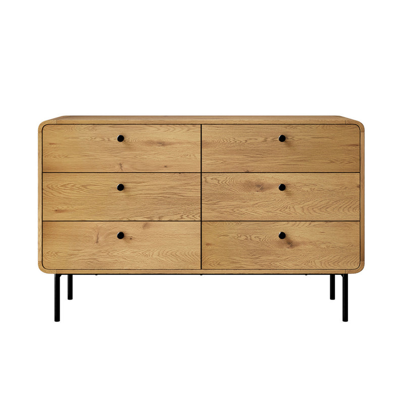 Oikiture 6 Chest of Drawers Tallboy Storage Cabinet Dresser Natural