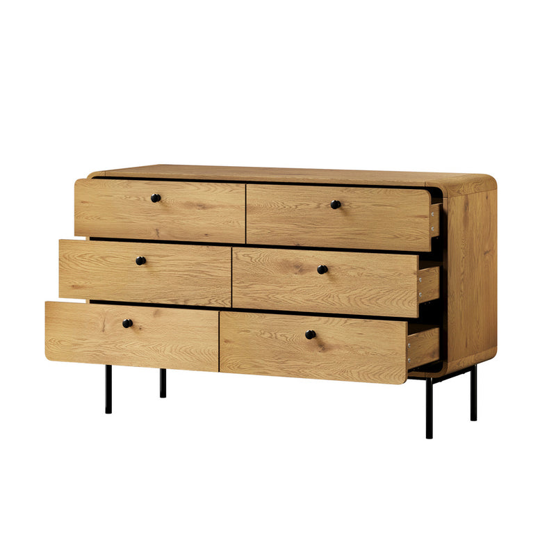Oikiture 6 Chest of Drawers Tallboy Storage Cabinet Dresser Natural