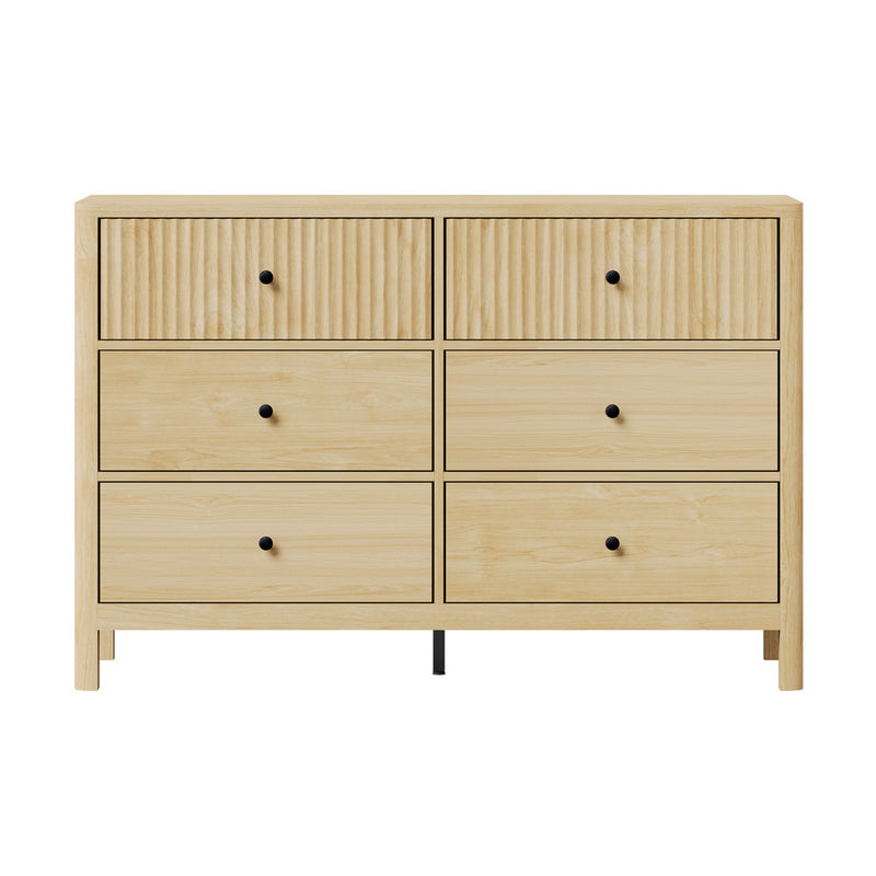 Oikiture 6 Chest of Drawers Dresser Tallboy Storage Cabinet Natural
