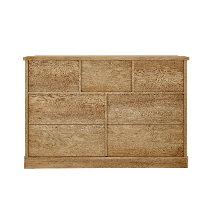 Oikiture 7 Chest of Drawers Bedside Dresser Tallboy Storage Natural