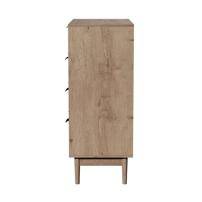 Oikiture 5 Chest of Drawers Dresser Tallboy Nightstand Stripe Natural