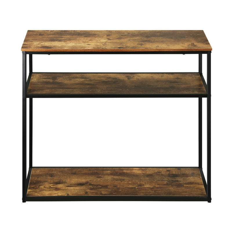 Oikiture Hall Console Table 3 Tiers Shelves Metal&Wooden