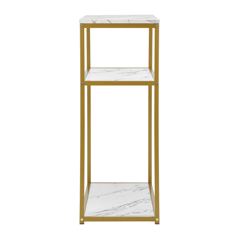 Oikiture Console Table Metal Frame 3-tier White&Gold