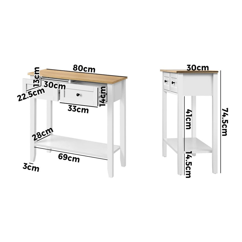 Oikiture Console Table Hallway 2 Drawers Display Shelf