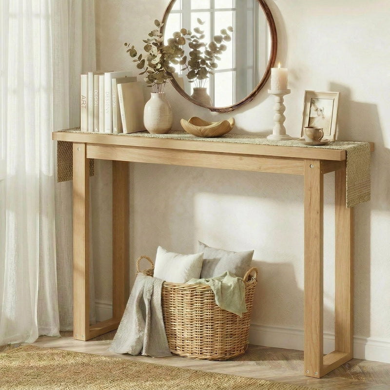 Oikiture Console Table Narrow Hall Entryway Desk Table Display Shelf
