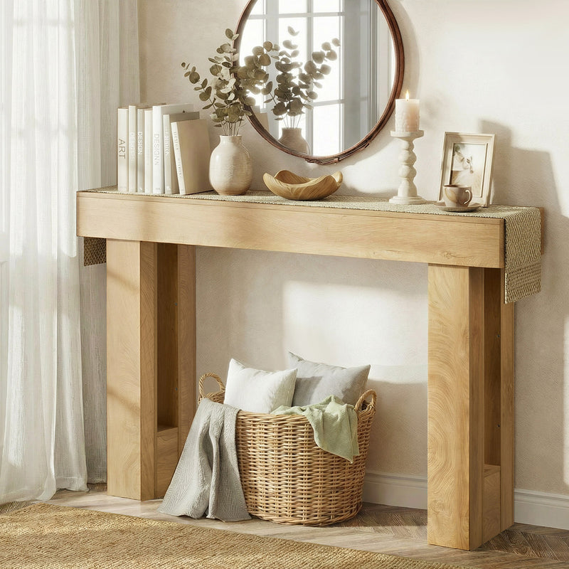 Oikiture Console Table Hallway Narrow Sofa Side Desk Storage Rack