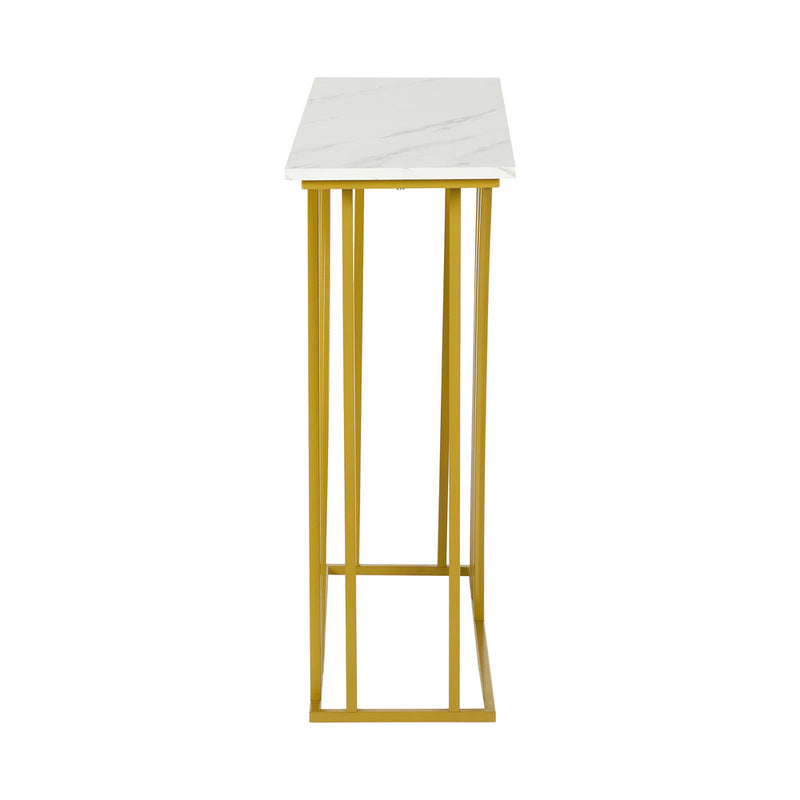 Oikiture Console Table Hallway Marble Effect Tabletop Desk White&Gold