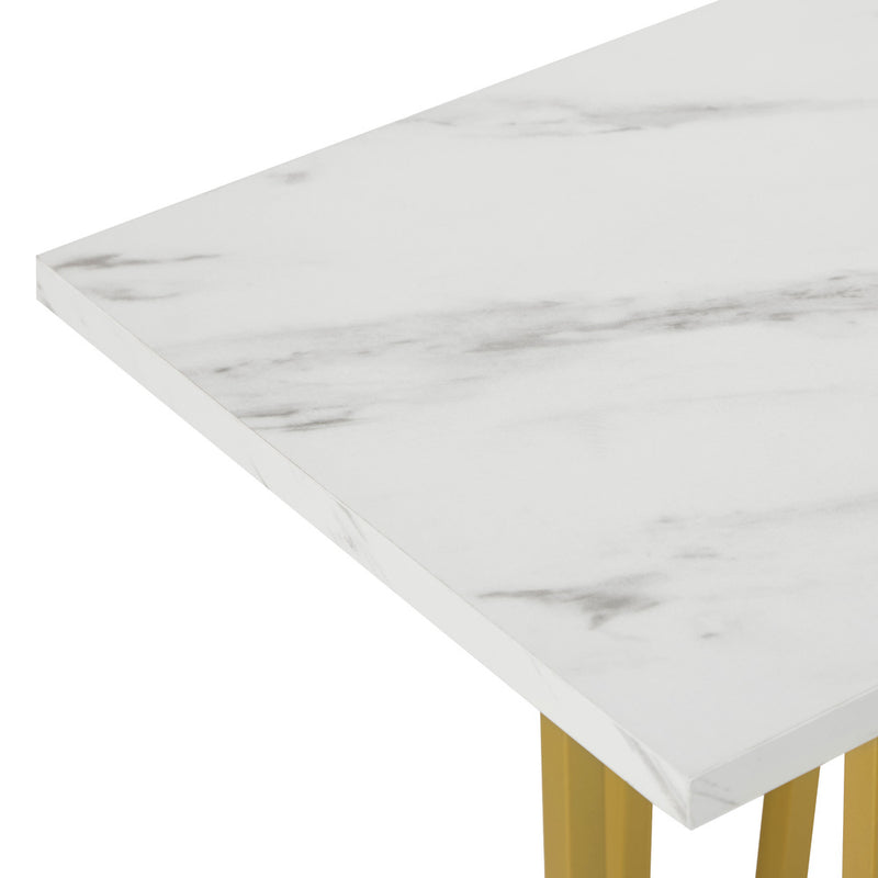 Oikiture Console Table Hallway Marble Effect Tabletop Desk White&Gold