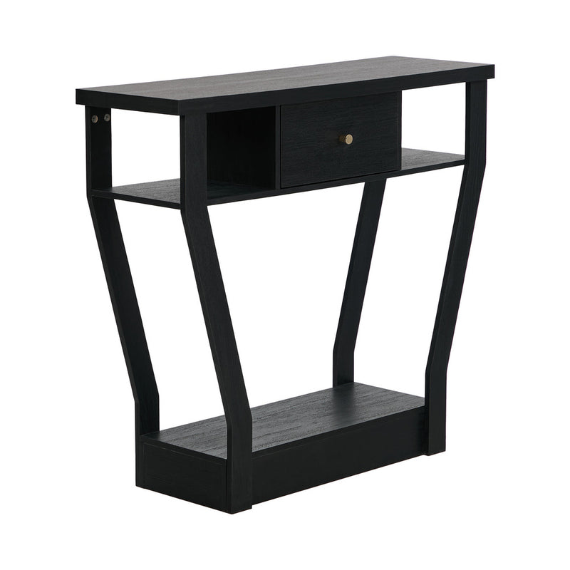 Oikiture Console Table 1 Drawer Hallway Storage Shelf Side Desk Black