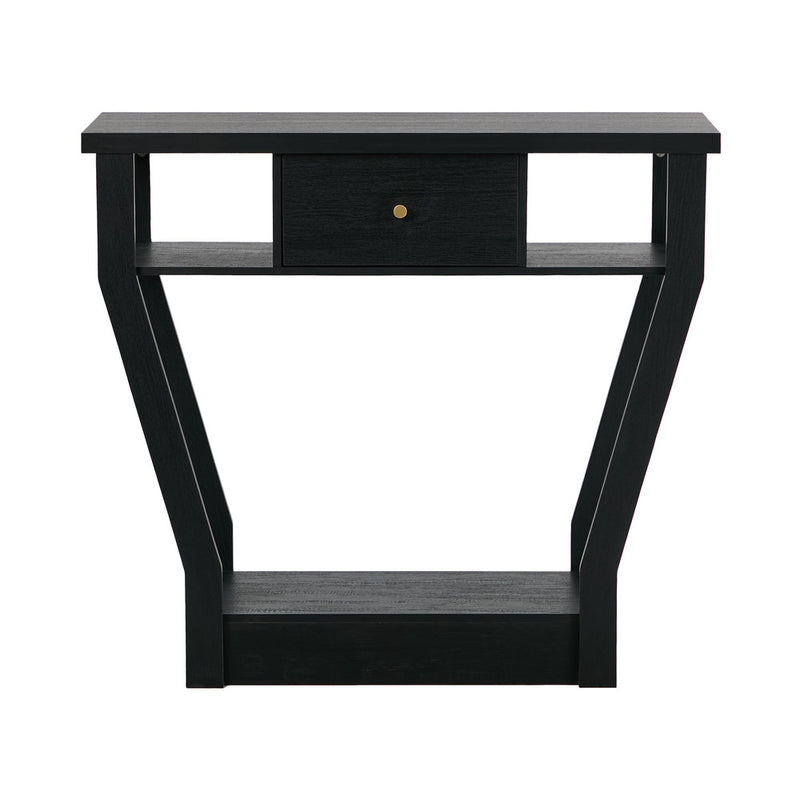 Oikiture Console Table 1 Drawer Hallway Storage Shelf Side Desk Black