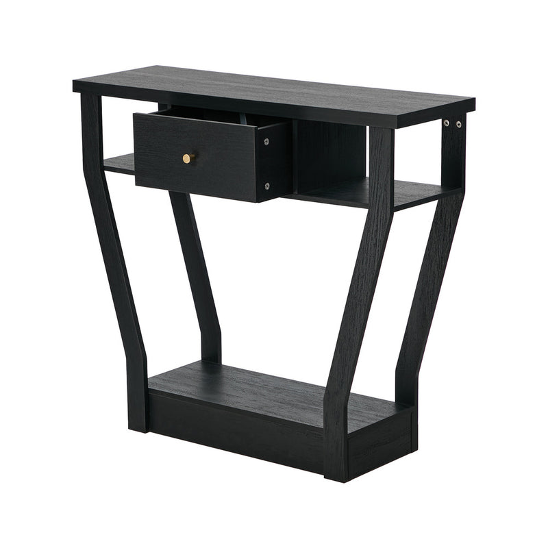 Oikiture Console Table 1 Drawer Hallway Storage Shelf Side Desk Black