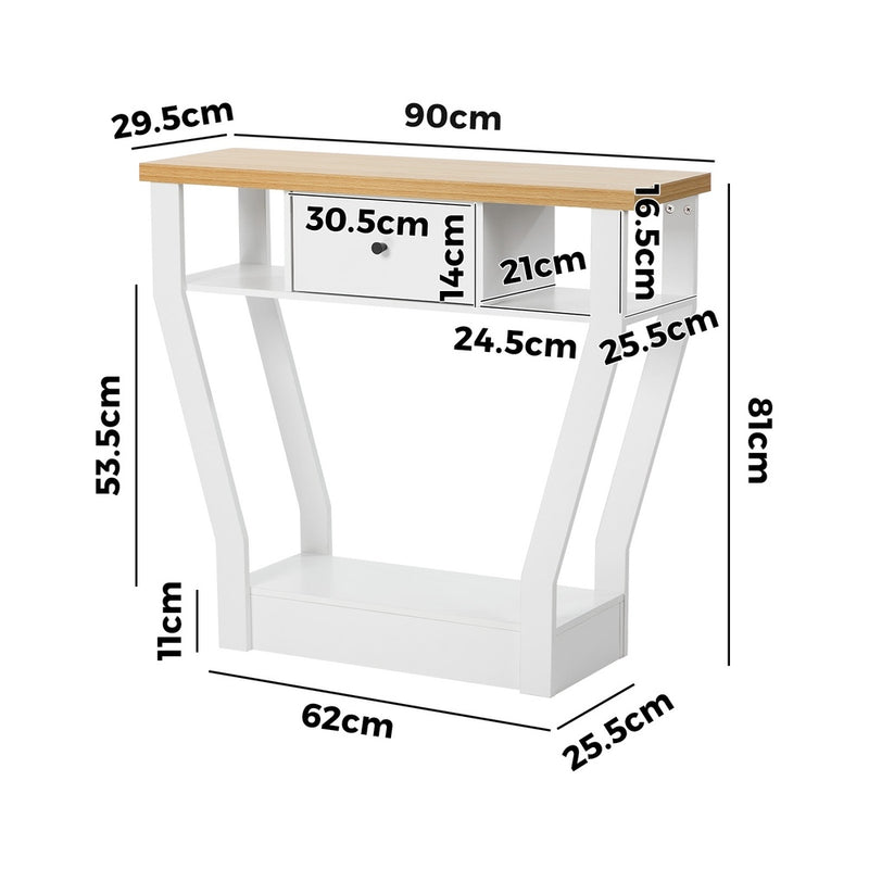 Oikiture Console Table 1 Drawer Hallway Storage Shelf Side Desk WH&WD