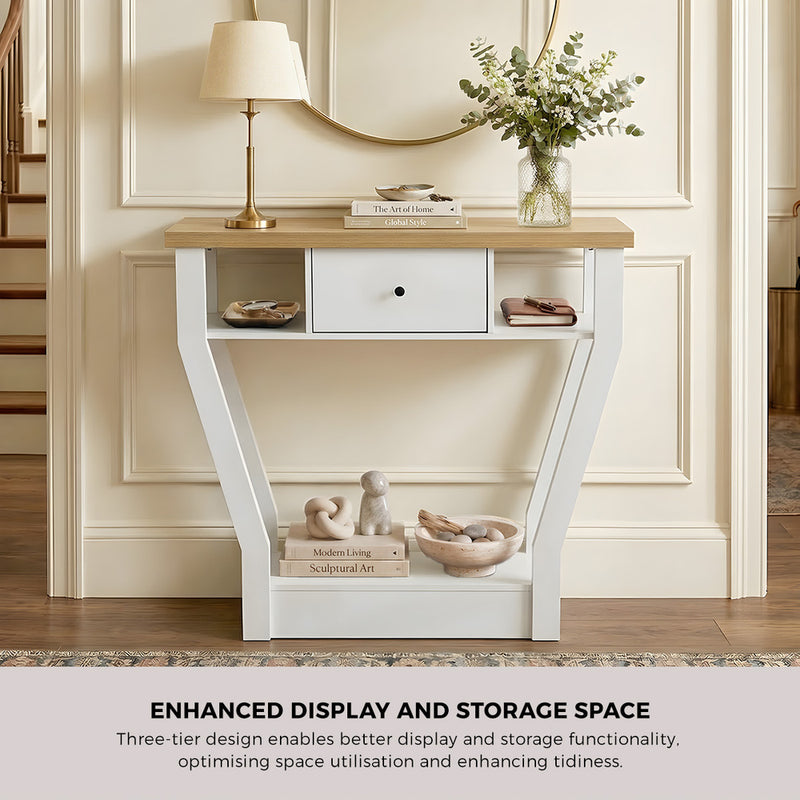 Oikiture Console Table 1 Drawer Hallway Storage Shelf Side Desk WH&WD