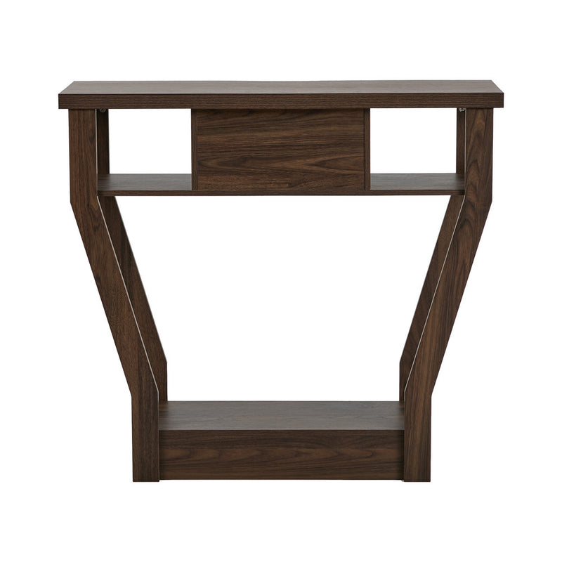 Oikiture Console Table 1 Drawer Hallway Storage Shelf Side Desk Walnut