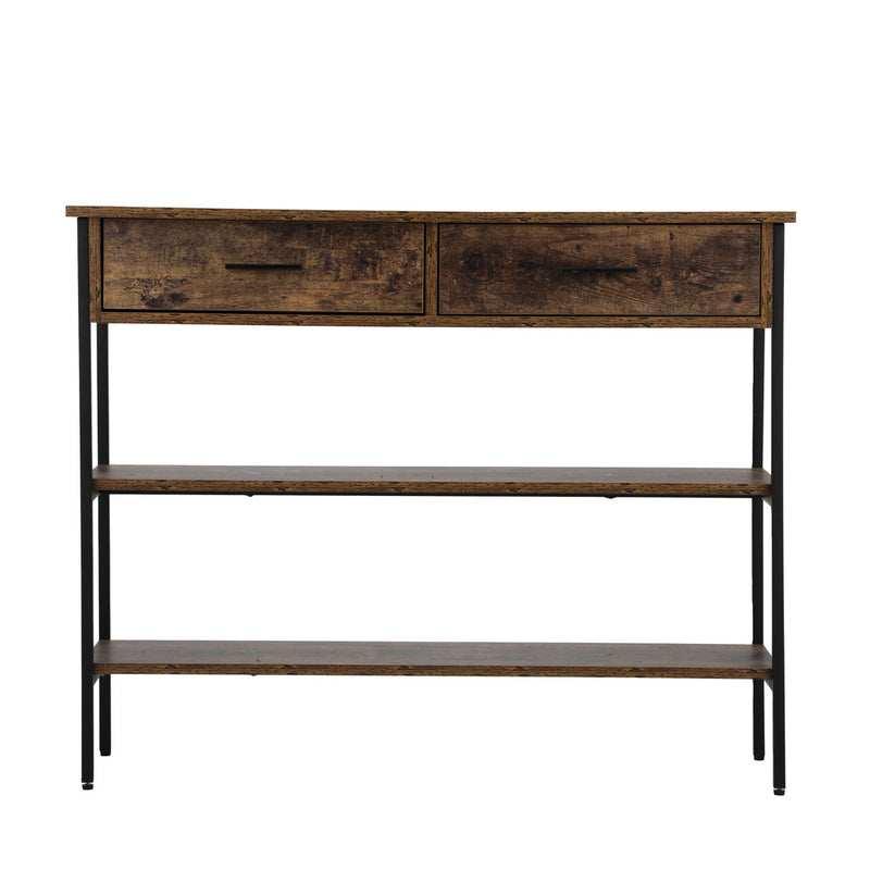 Oikiture 3-Tier Console Table with 2 Drawers