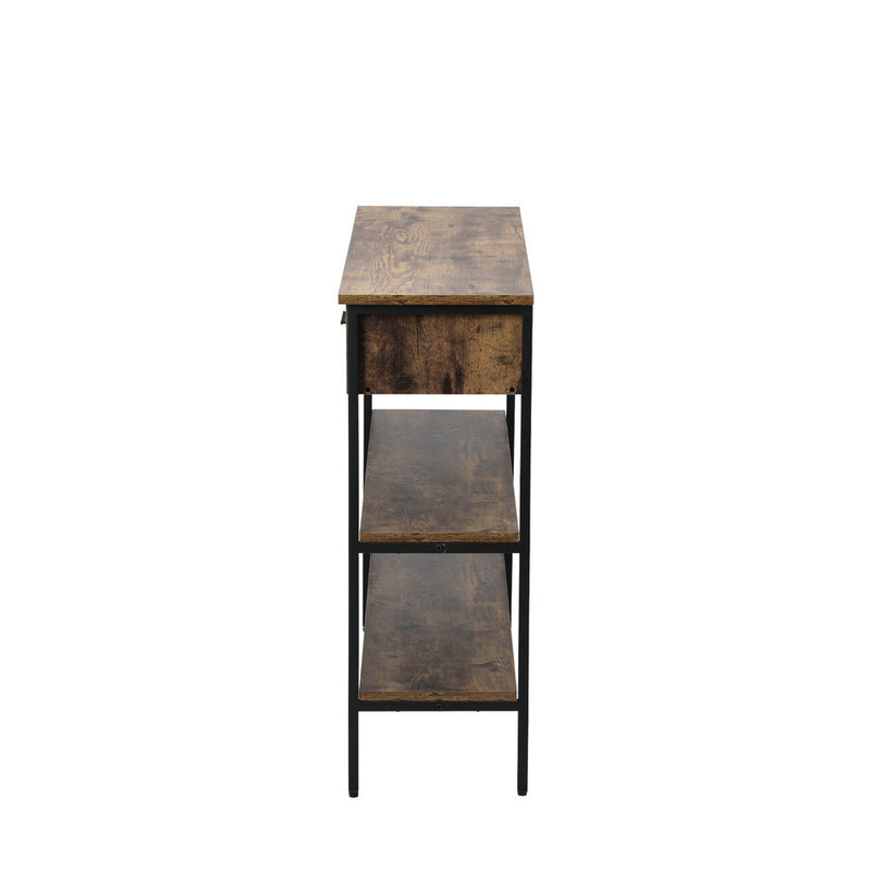 Oikiture 3-Tier Console Table with 2 Drawers