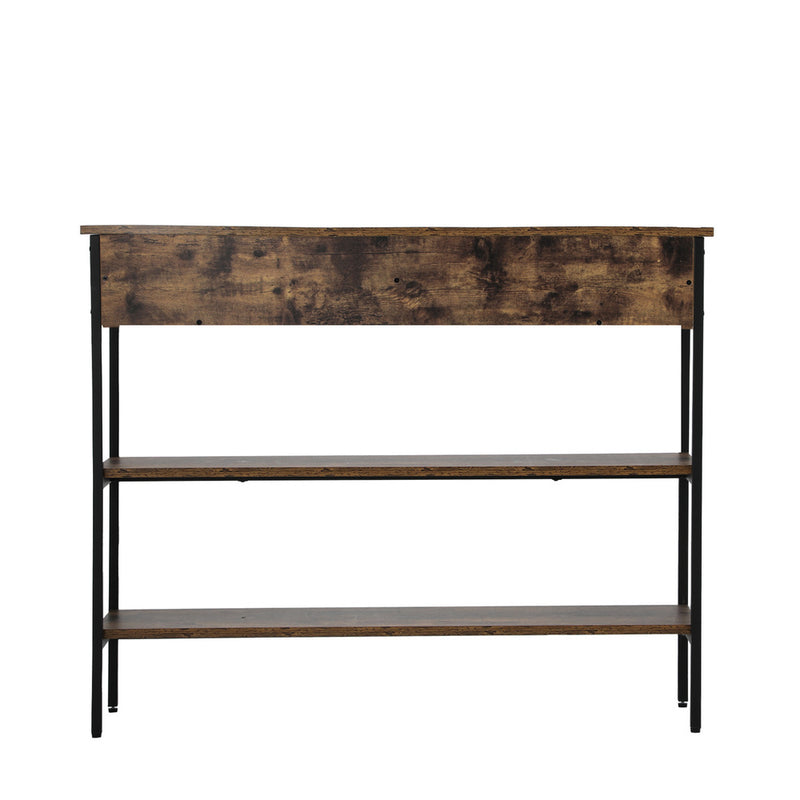 Oikiture 3-Tier Console Table with 2 Drawers