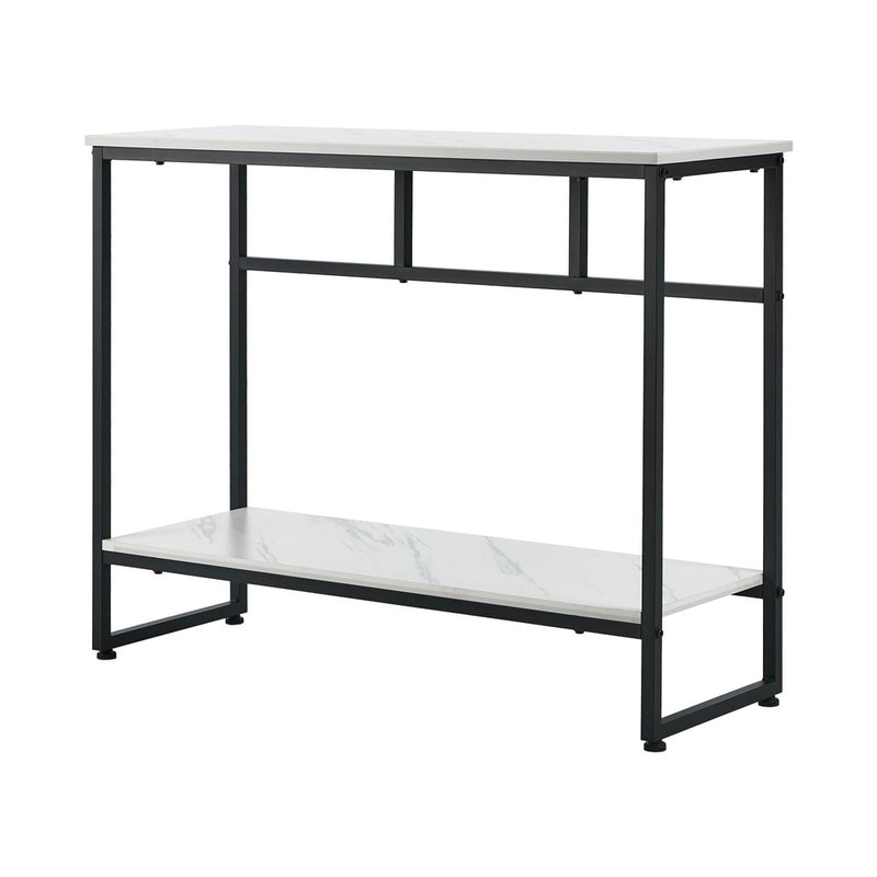 Oikiture Console Table Hallway Marble Effect Metal Table Display WH&BK