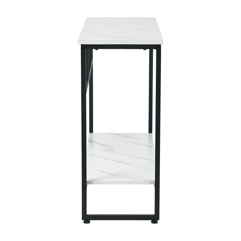Oikiture Console Table Hallway Marble Effect Metal Table Display WH&BK