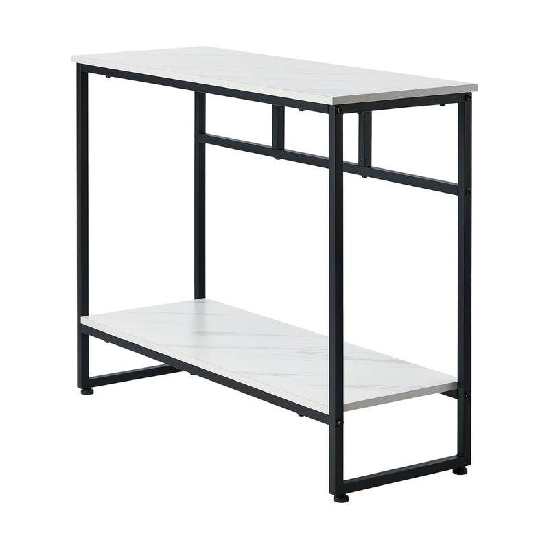 Oikiture Console Table Hallway Marble Effect Metal Table Display WH&BK