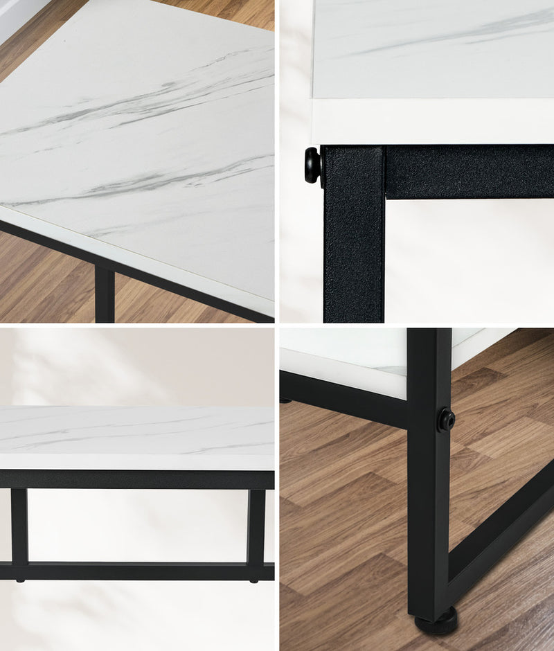 Oikiture Console Table Hallway Marble Effect Metal Table Display WH&BK