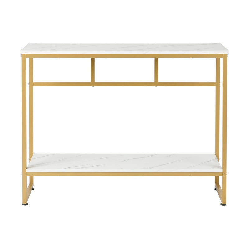 Oikiture Console Table Hallway Marble Effect Metal Table Display WH&GD