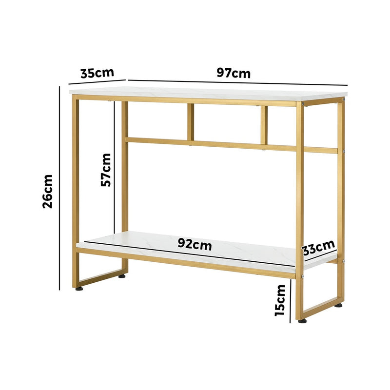 Oikiture Console Table Hallway Marble Effect Metal Table Display WH&GD