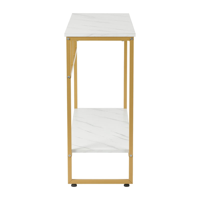 Oikiture Console Table Hallway Marble Effect Metal Table Display WH&GD