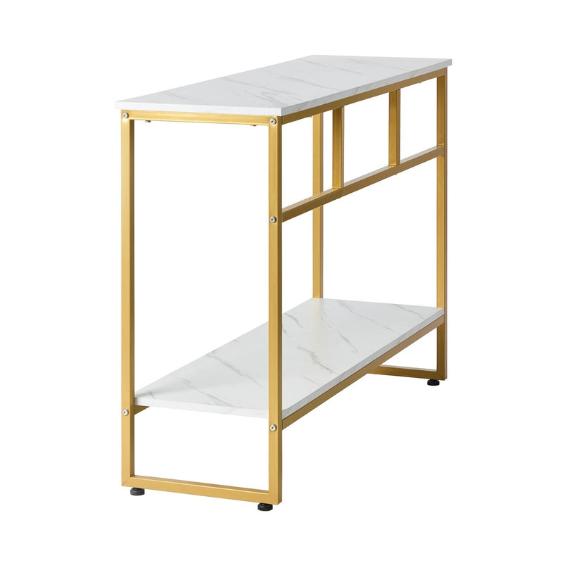 Oikiture Console Table Hallway Marble Effect Metal Table Display WH&GD