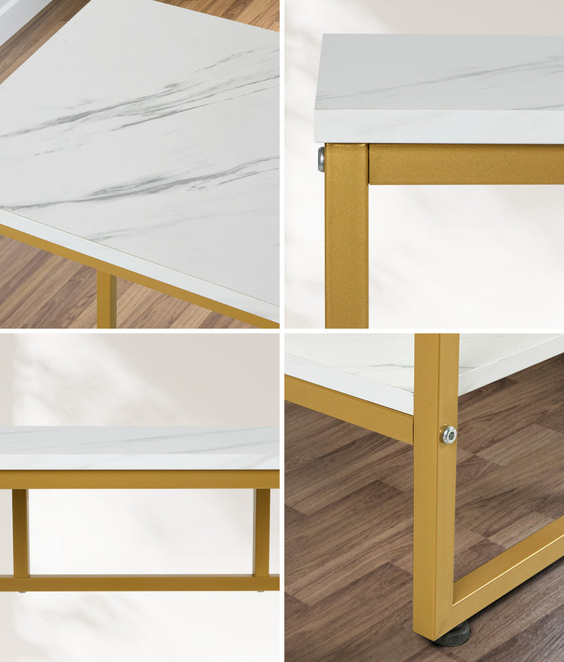 Oikiture Console Table Hallway Marble Effect Metal Table Display WH&GD