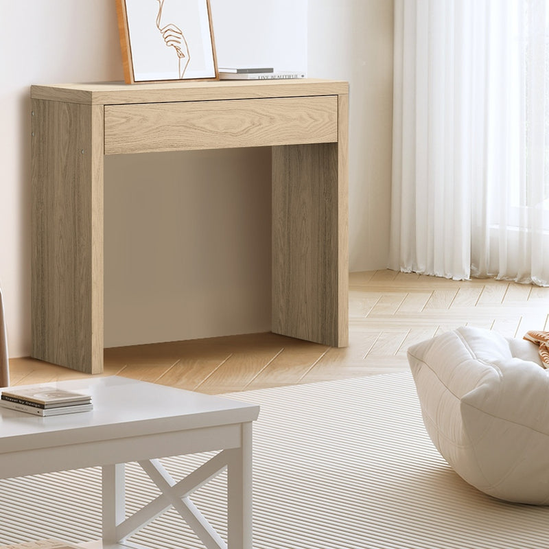 Oikiture Console Table Wood with Drawer Natural