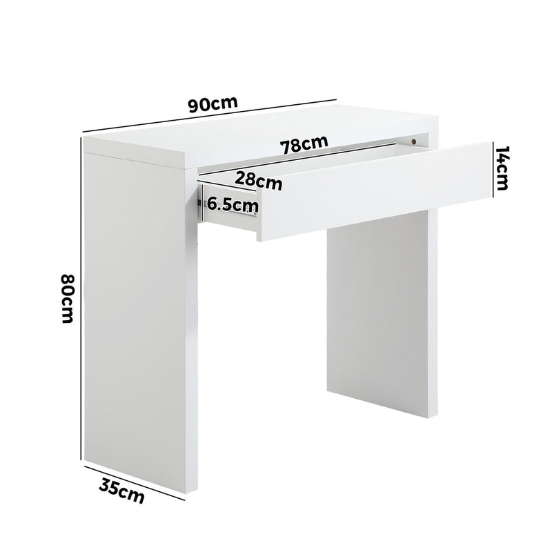 Oikiture Console Table with Drawer White