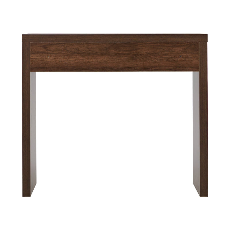 Oikiture Console Table Wood Sofa Table with Drawer Walnut