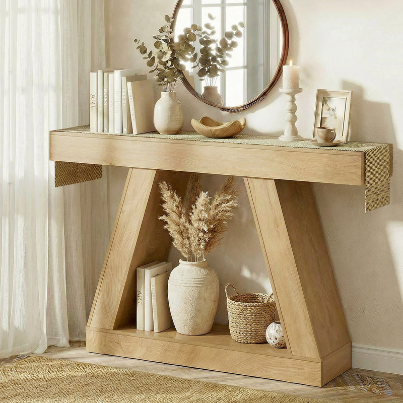 Oikiture Console Table Hallway Narrow Table Entryway Display Shelf