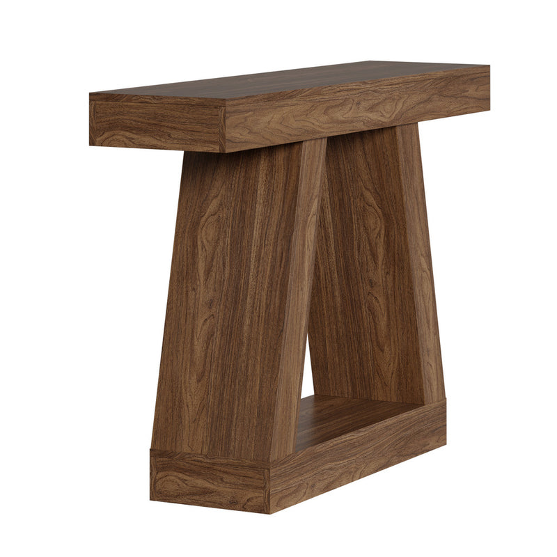Oikiture Console Table Hallway Display Shelf Walnut