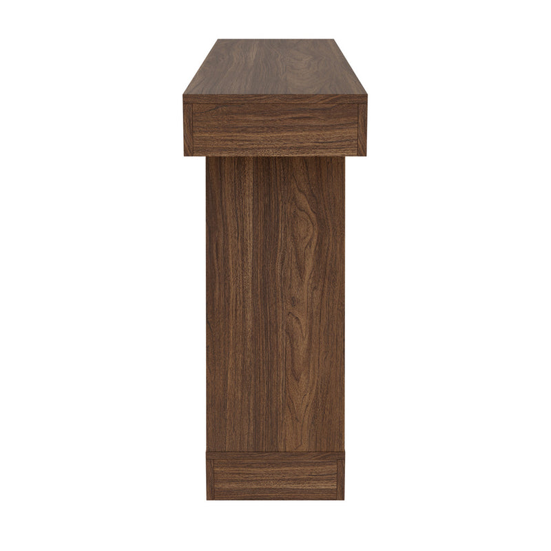 Oikiture Console Table Hallway Display Shelf Walnut