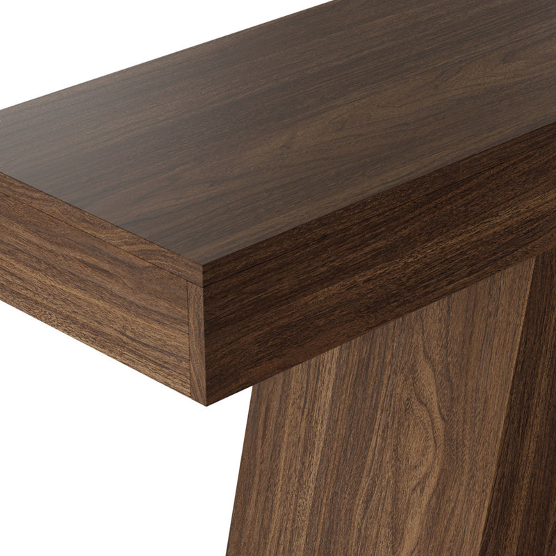 Oikiture Console Table Hallway Display Shelf Walnut