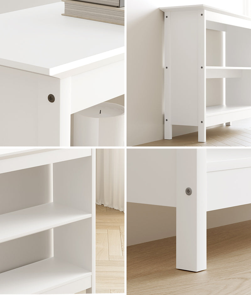 Oikiture 3-Tier Console Table Open Shelf Wooden White