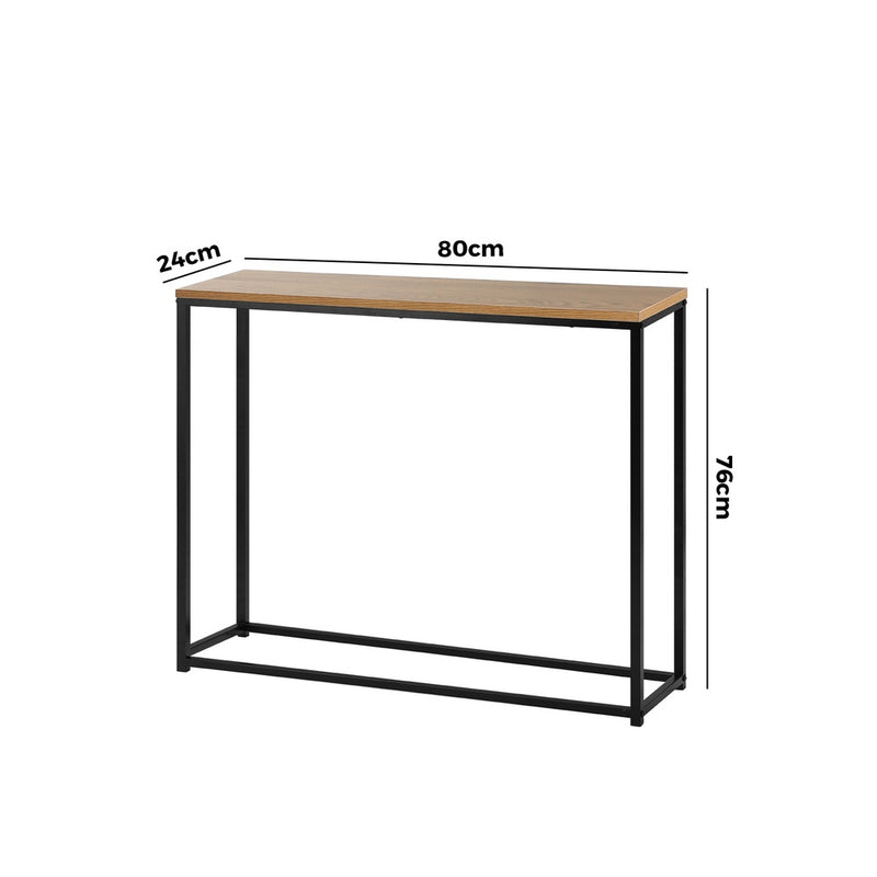 Oikiture Console Table Wooden Tabletop Black&Wood