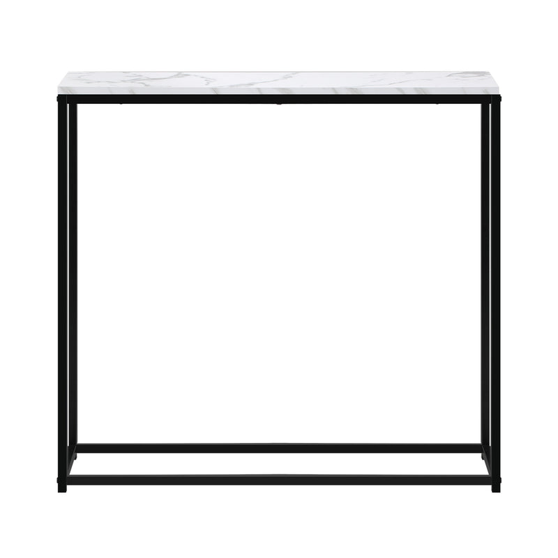 Oikiture Console Table Marble-look Iron Black&White